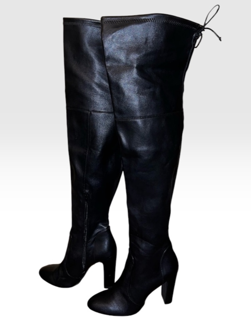 Wild Diva Black Over-the-Knee Pointed Toe Leather Heel Sexy Chic Boots Size 8